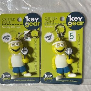 Set of 2 Key Gear Tennis Champ LED Keychain